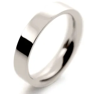 Flat Court Profile Wedding Rings - White Gold 
